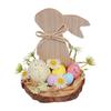 Hand Carved Wood Easter Hare Ornament Wooden Animal Figurine Festival Decoration For Mantels Tabletop Shelf Display