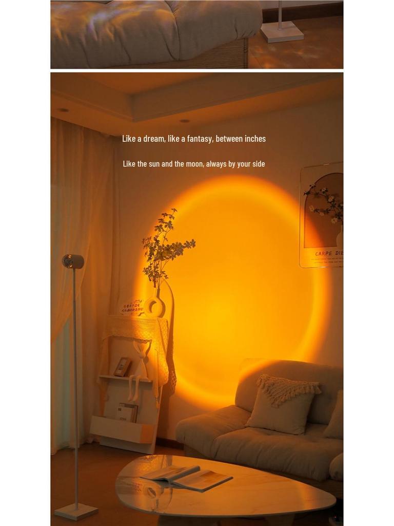 Ripple Atmosphere Light: Sunset Projection Dual-Head Floor Lamp for Living Room 