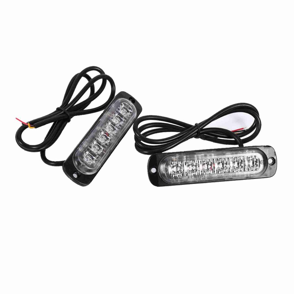 2pcs 12V 6 LED Car Truck Emergency Warning Strobe Light Hazard Flashing Lamp Amber  White