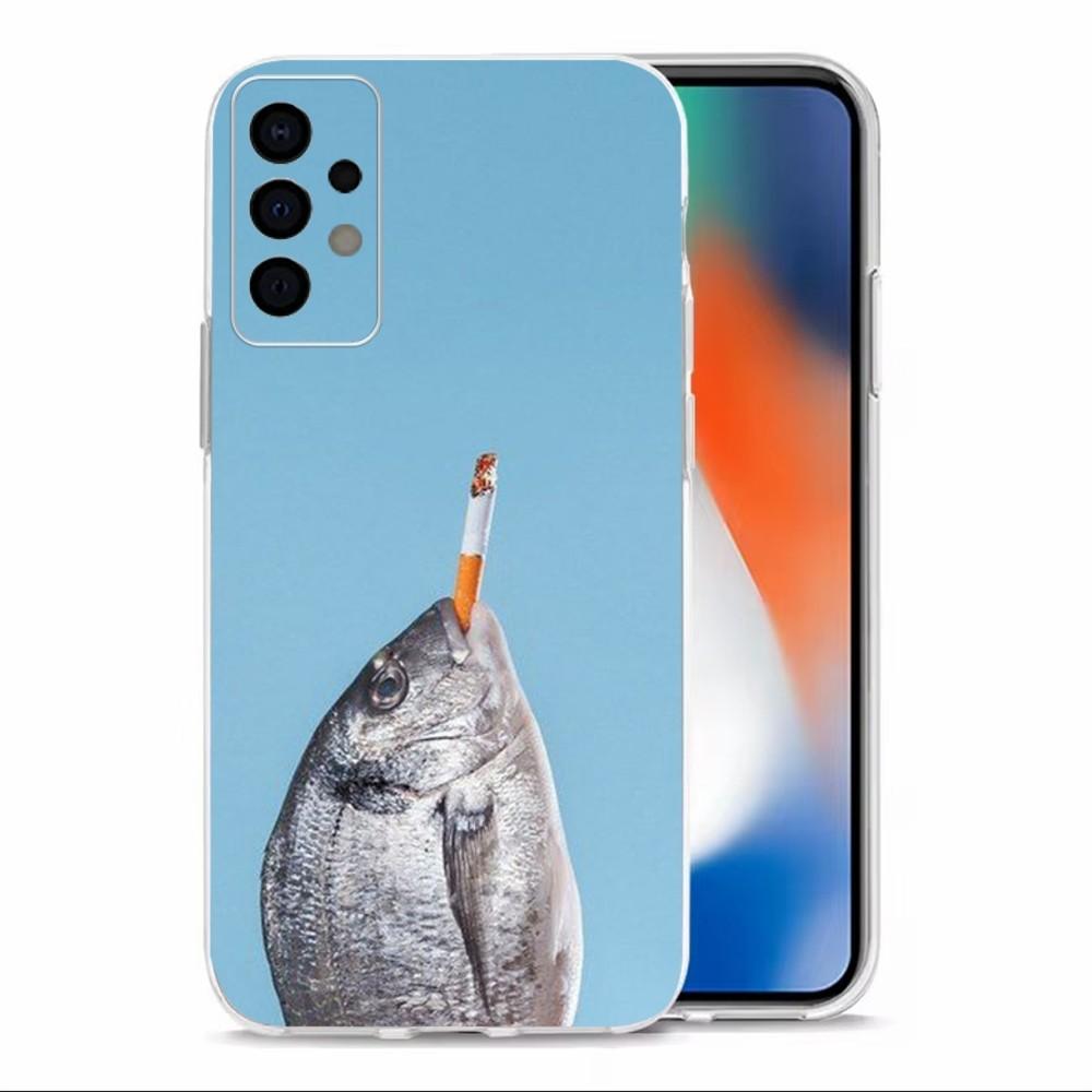 Fish Sardine Painting Art Phone Case For Samsung Galaxy A71,70,52,40,51,31,A50,21S,30S,Note20ultra Transparent Cover