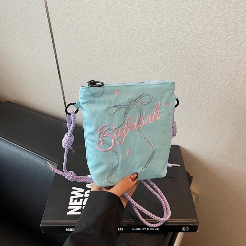 

Bow embroidered crossbody bag for women, 2026 new ins niche mobile phe coin purse commuting shoulder bag. Mini(Max Length<20cm) синий