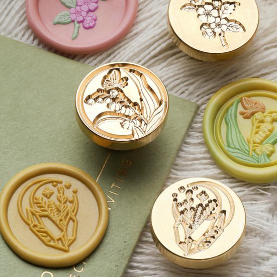Wax Seal Stamp Exquisite Clear Texture Floral Pattern Sealing Wax Stamp Head Envelope Supply