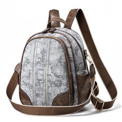 Women's Backpack Simple Korean Version Trendy Backpack Foreign Style Large Capacity Embroidery Printing Casual Travel Bag