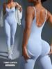 Women's Backless Seamless Ribbed Jumpsuit: Slimming Tank Bodysuit for Yoga