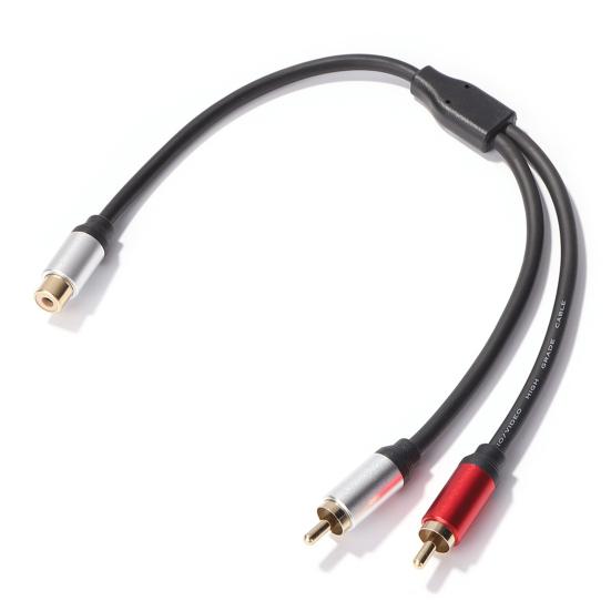 Audio Splitter Cable Portable Clear Sound Stable Signal 28cm 1 RCA Female To 2 Male AUX Audio Cord for Computer