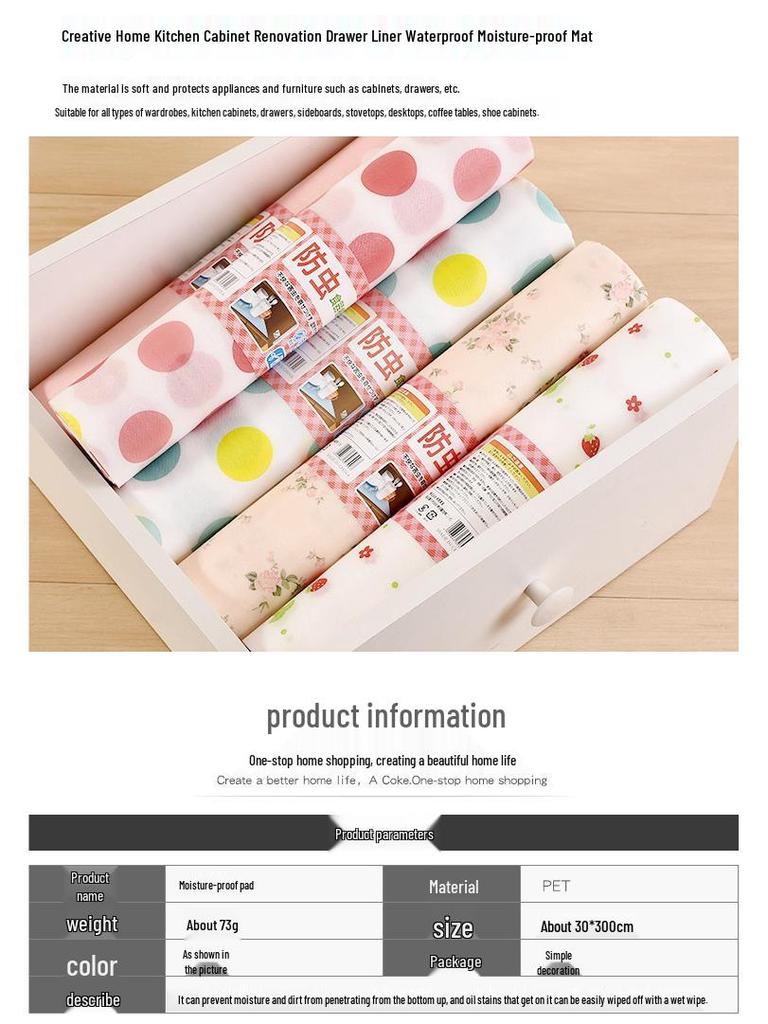 3 Rolls Kitchen Cabinet Moisture-Proof Waterproof Drawer Liner