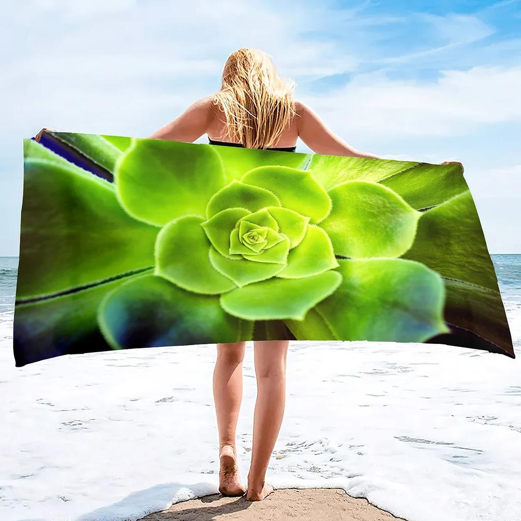 Succulent Plants Bath Towels Soft Bathing/Beach/Camping Towel Large Size Sandless Beach Bath Pool Towel for Women Men Girls Boys