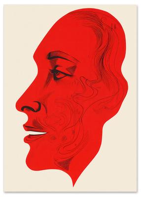 Poster Red Face Illustration