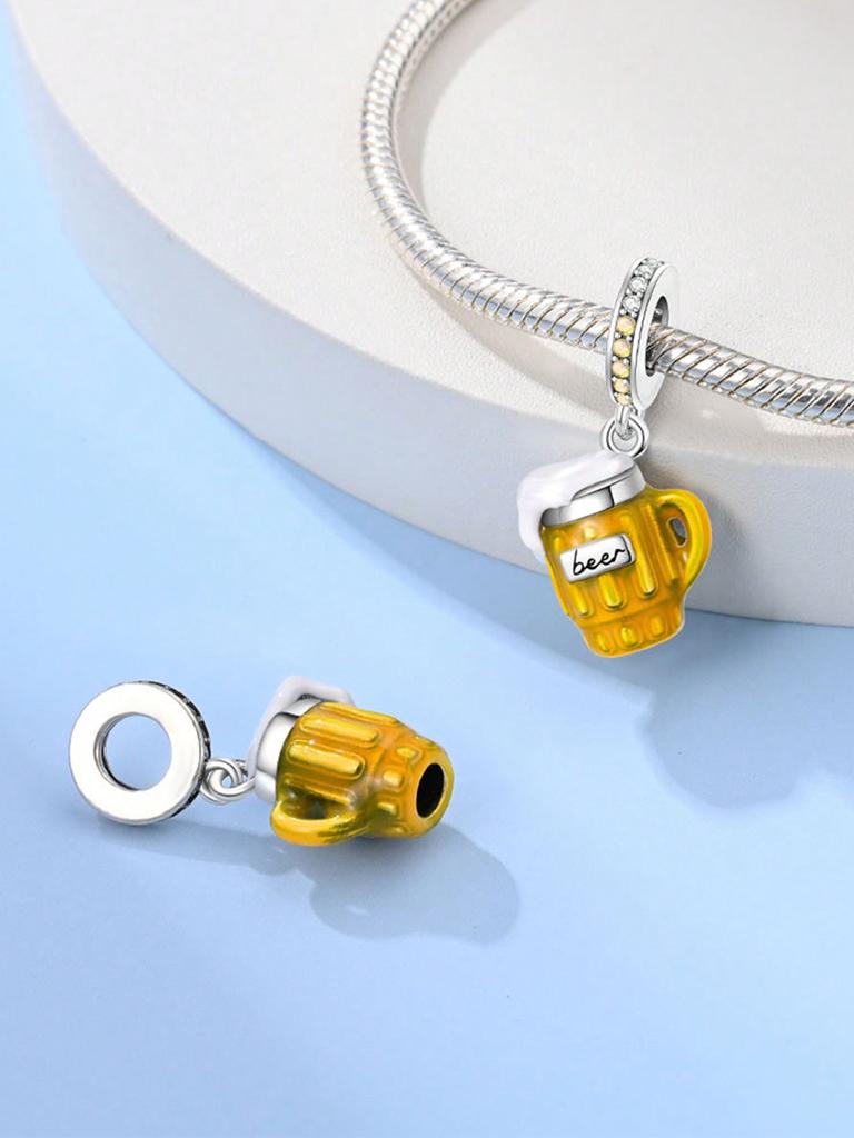 Charms Plata Copper Colors Beer Glass Wine Glass Bead Charm Pendant For Original Bracelet For Women Diy Jewelry Love Gift