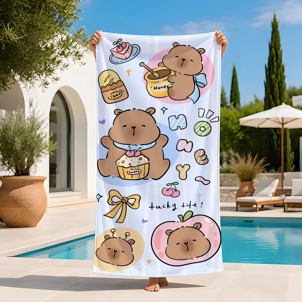 Animal c-capybara Towel Extra Large Beach Towel Quick Dry Sand Free Super Absorbent Lightweight