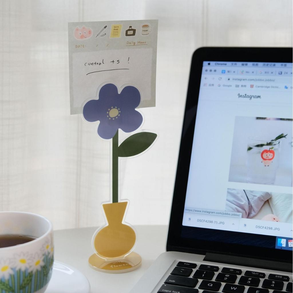 Creative Flower Acrylic Card Holder Memo Clips Cute Photocards Holder Display Stand Korean Stationery Office Desk Organizer