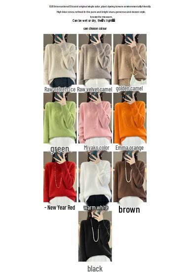 Zeng Li Women's Loose Cashmere Half-High Neck Sweater - Thickened Autumn/Winter Knitted Pullover
