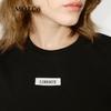 MO&Co. Women's Basic Cotton Blend Round Neck Long Sleeve T-Shirt
