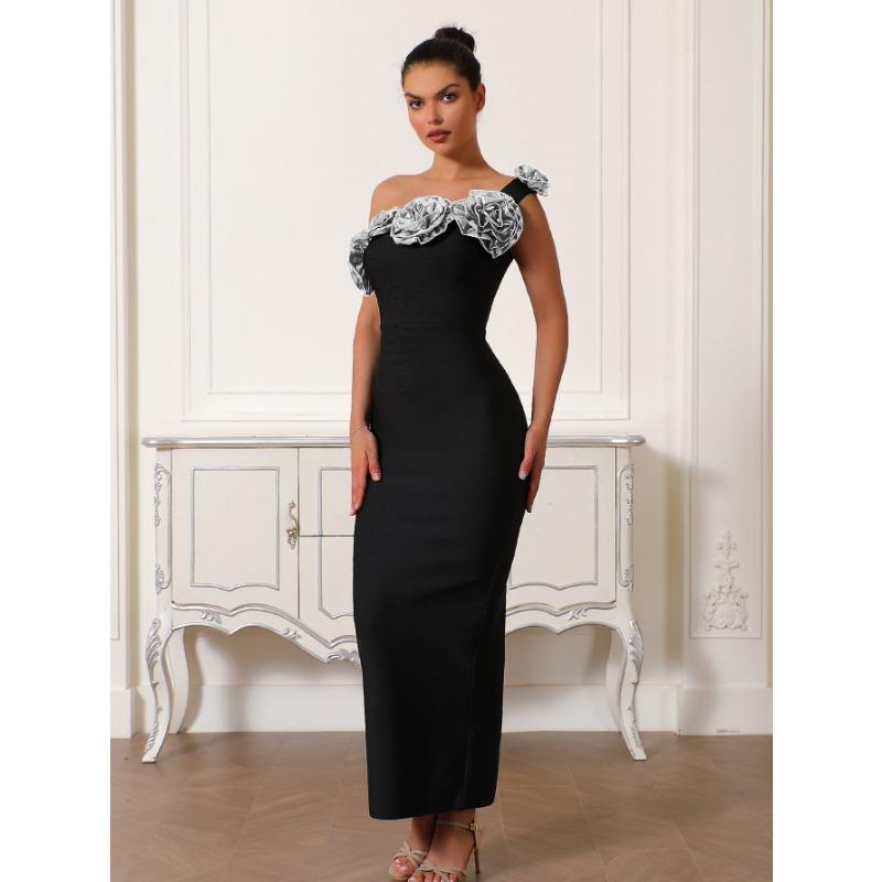 

Новое трехмерное золотое цветочное платье-бандаж на плечо и бедро Стильное и элегантное вечернее женское платье L