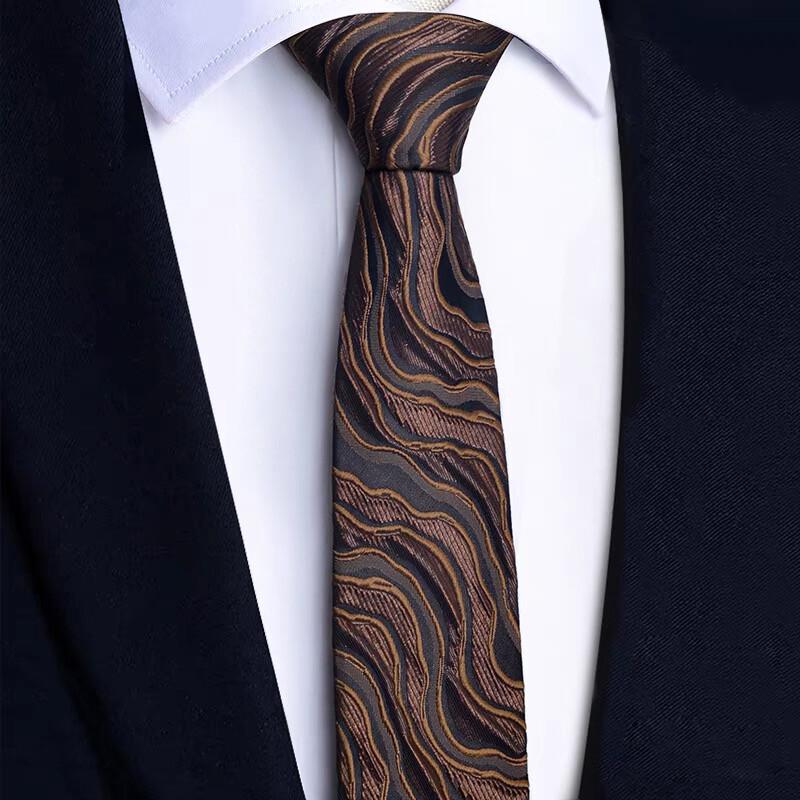 Fashion White 3D Wavy Striped Tie Jacquard Weave Slim 6CM Width Necktie Designer Mens and Women Ties