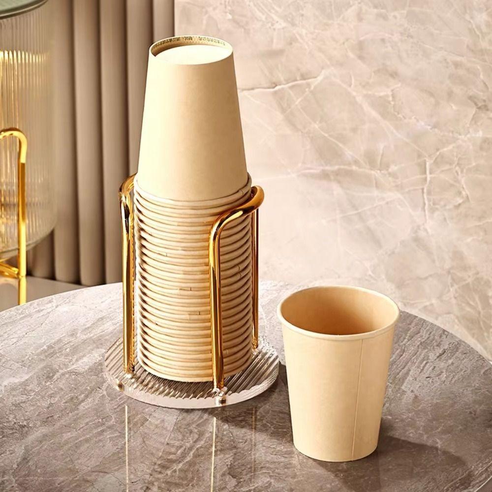 Thickened Acrylic Cup Storage Rack 1/2 Slots Paper Cup Dispenser Cup Extractor Home Organizer