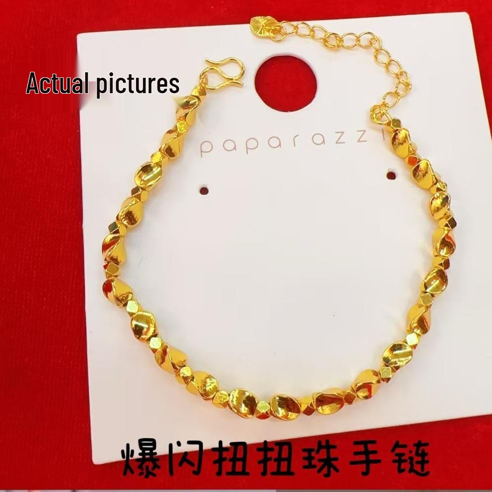 Древний серебряно-золотой браслет-косичка с бусинами: Универсальные, Стильные Женские Украшения