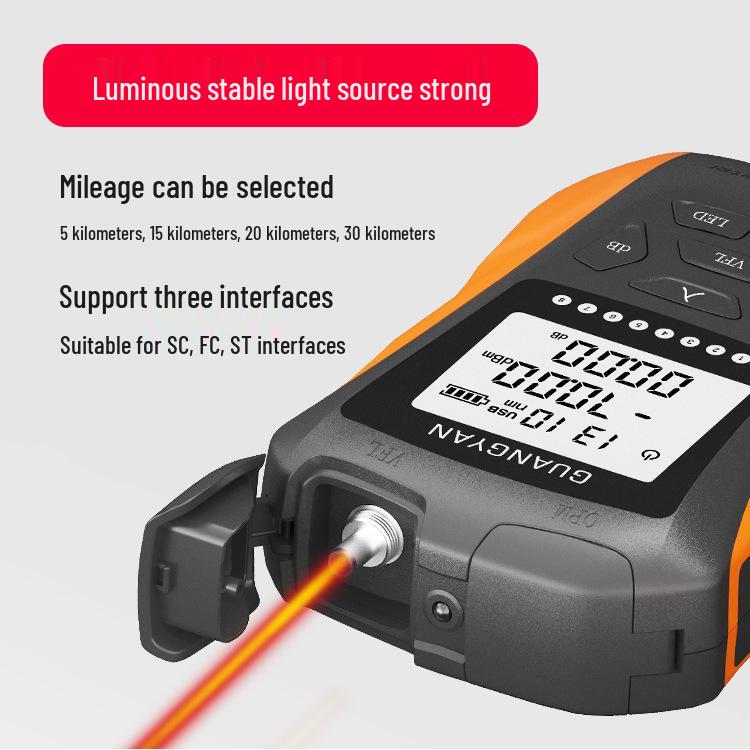 Integrated Optical Power Meter & 5mW Red Light Fiber Pen with 5km Range and Charging Optical Loss Tester