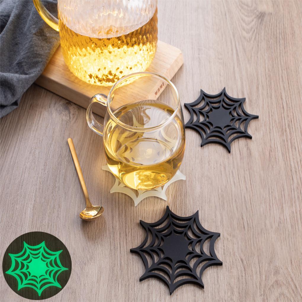 5piece PVC Spider Web Coasters - Non-toxic And Hot-resistant Spooky Vibe Halloween Themed Placemats