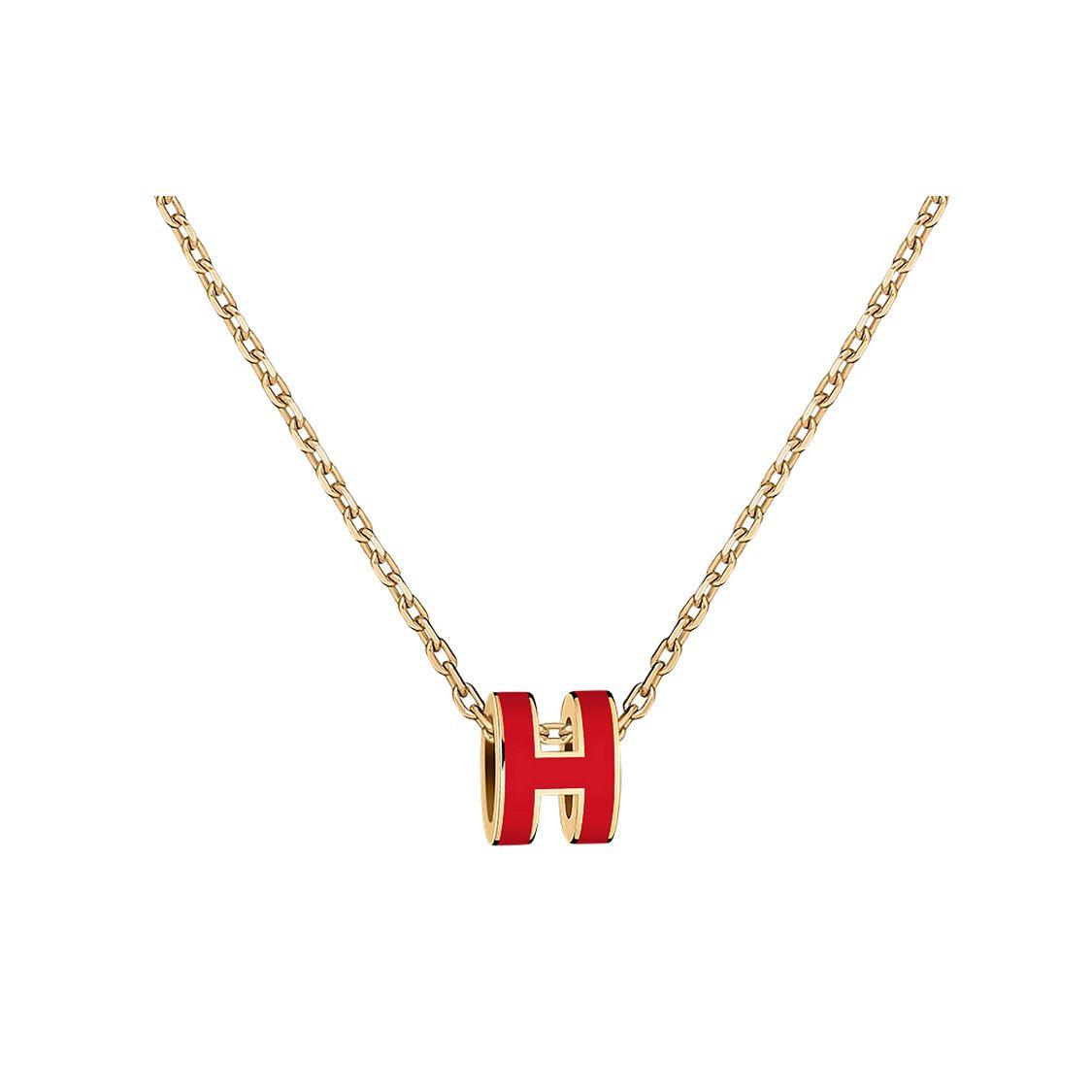

Hermes Mini Pop H Pendant Red Metal Necklace Women necklace Gold H147992F-12 Box+Shopping Bag