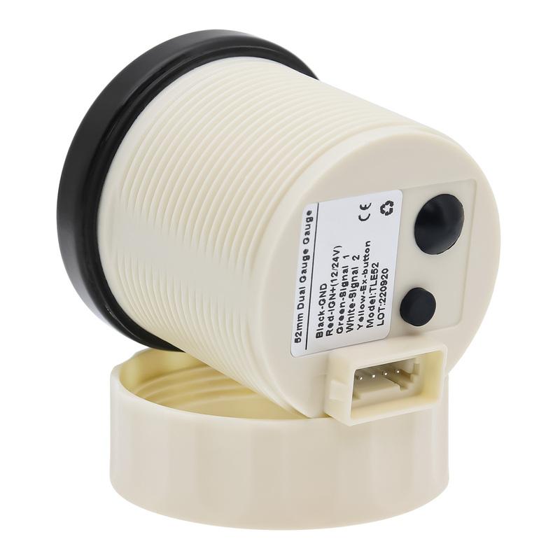 Green LED Digital 2 IN 1 Dual 52mm Fuel Level Gauge with Flashing Alarm 240-33 ohm Dual Oil Tank Level Meter for Car Boat