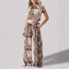 Women's Round Neck Trousers Printed Casual Suit