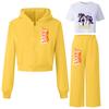 3 Stück/Set Kinder Mädchen Lily Lovebraids Cartoon-Aufdruck Kapuzen-Sportfleece Freizeit-T-Shirt Oberteil Hosen Jacken Sets