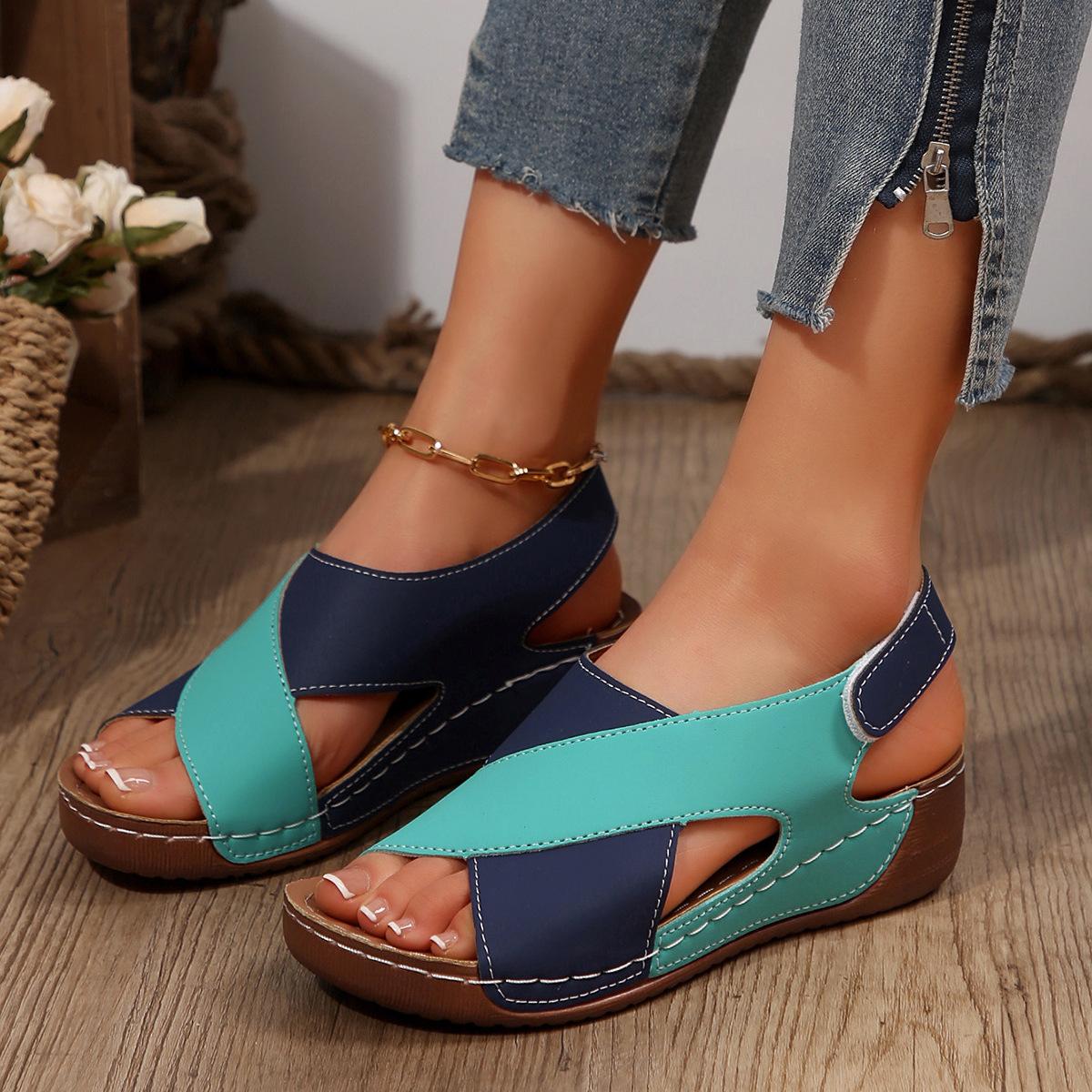 

2025 женские сандалии большого размера 2025 новые летние повседневные пляжные туфли на липучках женские 36