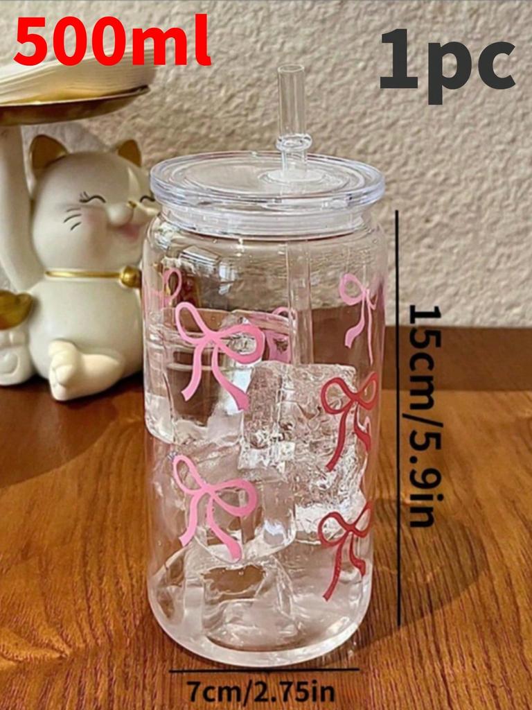 Girl Bow Celebrity Plastic Cup Heat-Resistant Coffee Milk Cup Cute High Beauty Frosted Straw Cup Casual Office Home Casual