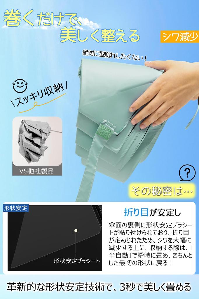 neatly in 3 Shape memory UV light folding automatic opening and heat for both sunny and rainy sun UV easy to for men and women [Folds seconds]