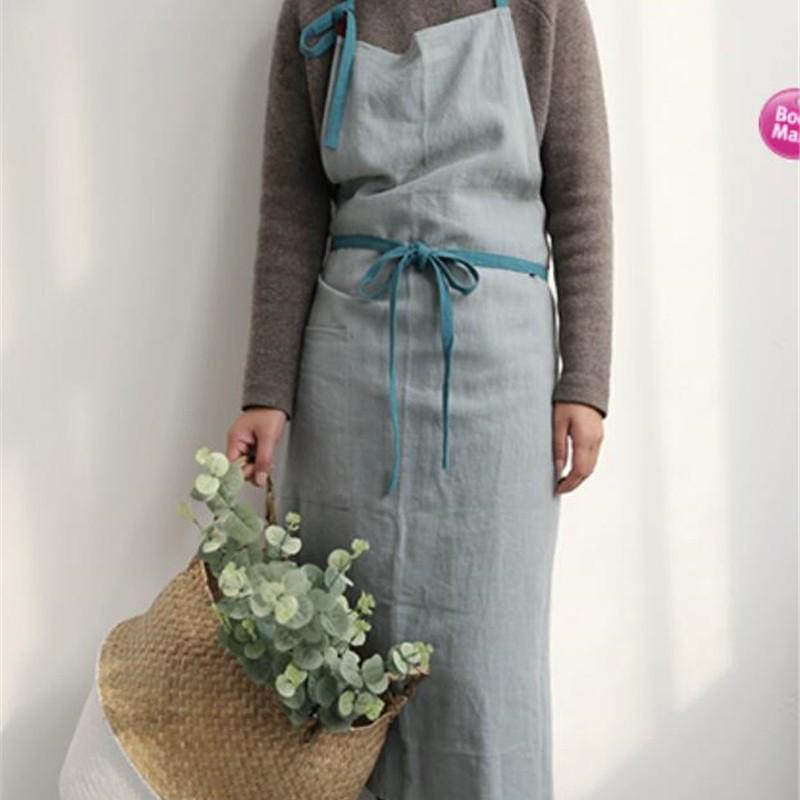 

Хлопково-льняной фартук с цветочным принтом для садоводства - Простой и элегантный японско-корейский стиль