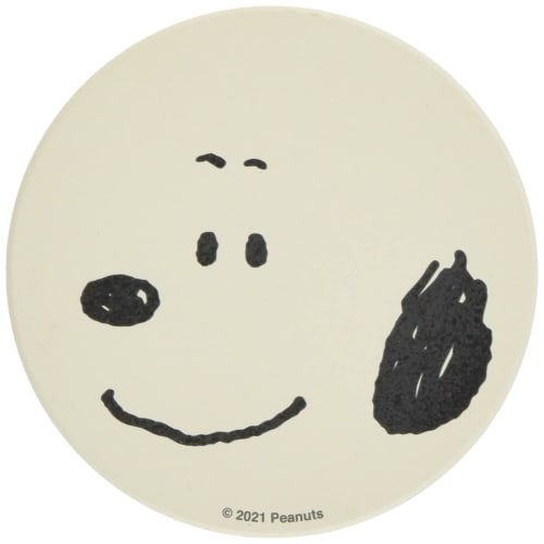 Kanesho Toki "Peanuts" Snoopy Ceramic Water Absorbent Coaster, 9cm Diameter, White, 493519