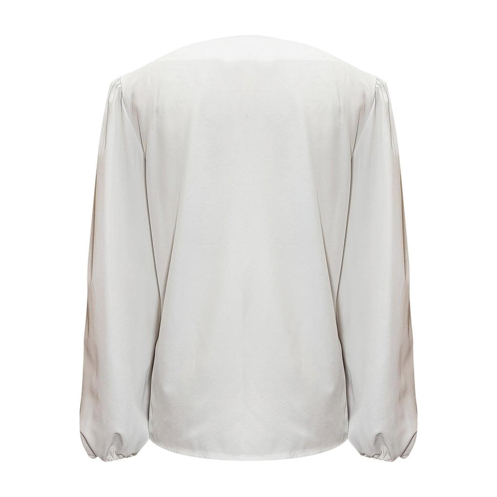 Fashion Womens Wide V-Neck Sexy Shirt Sleeves Long-sleeved Blouse