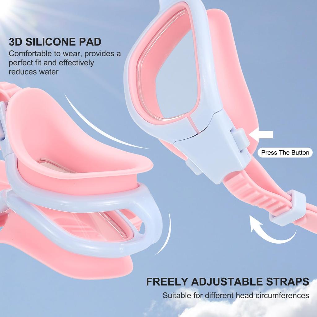 PATIKIL Unisex Swimming Goggles for Sunlight for Pools, Resistant, Leak-Free, Teenagers, Blue/Pink