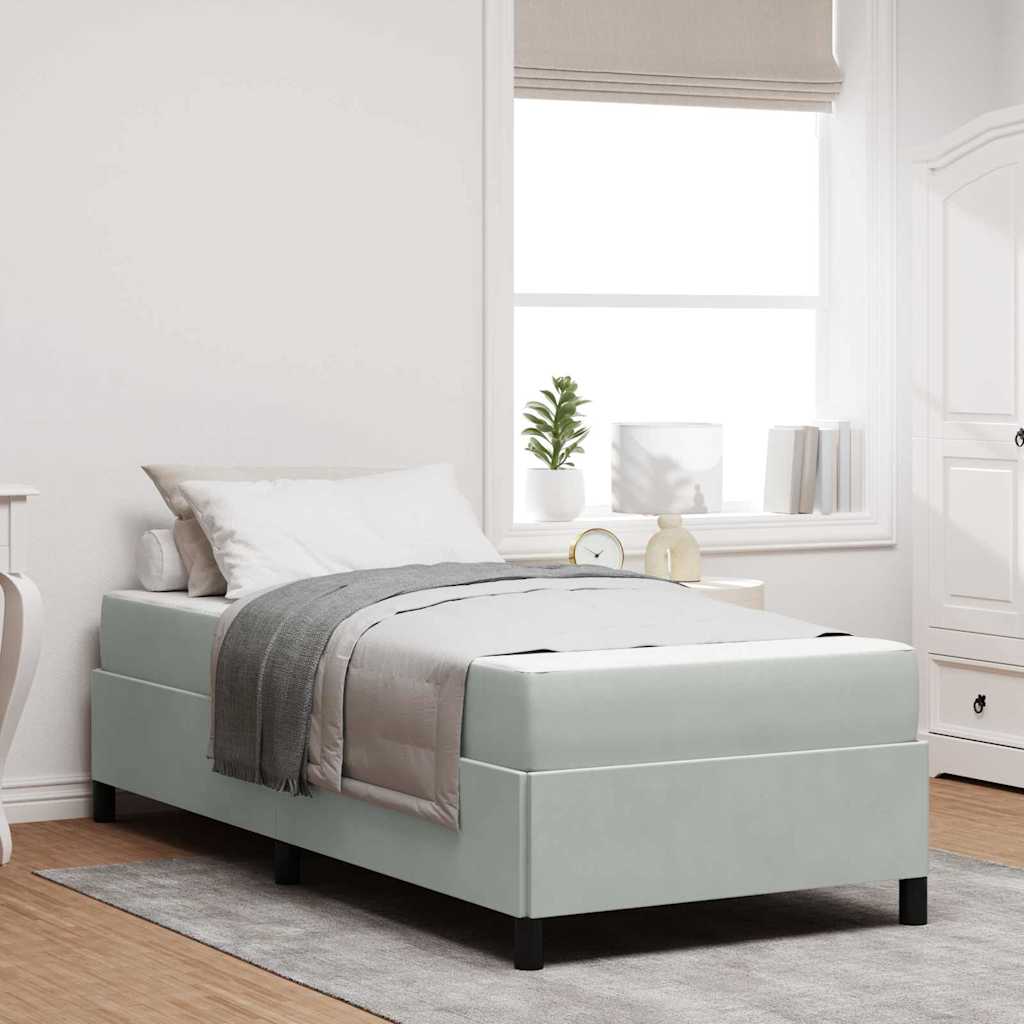 Bed Frame with Mattress Light Grey 90 x 200 cm Fabric