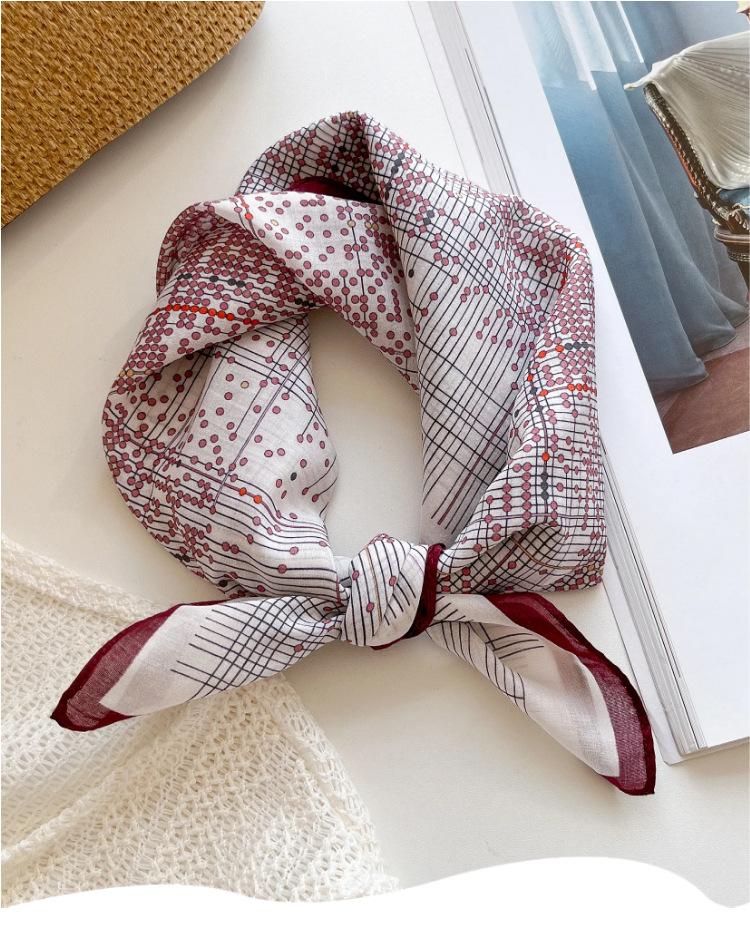 Silk Silk Cotton Square Scarf Women's Versatile Design Mulberry Silk Cotton Silk Scarf Fashion Summer Thin Silk Scarf Headscarf