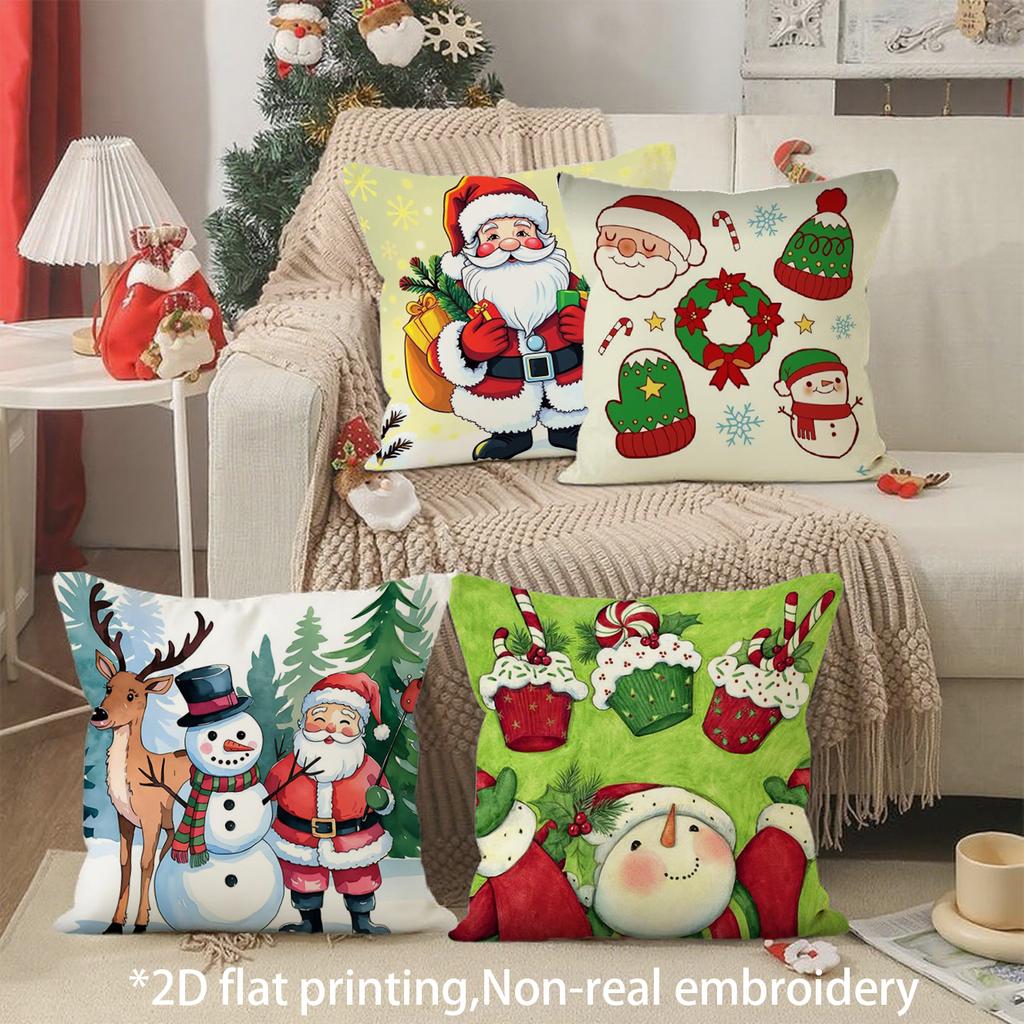 Christmas Cute Throw Pillow Covers Pattern Cushion Cover Suitable for Sofa Bedroom Car Pillow Cover