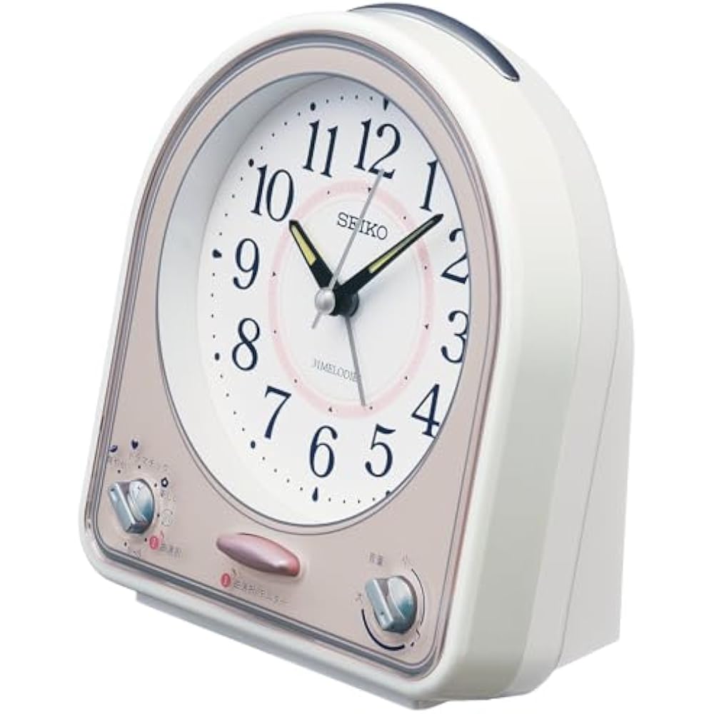 Seiko שָׁעוֹן (שעון סייקו) שעון מעורר שעון שולחני QM750P אנלוגי, 31 שירים, התראה מלודית, לבן...