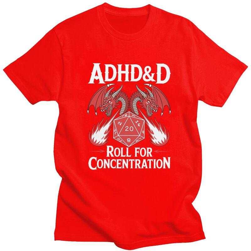 

Adhd Roll For Concentration Tshirt Unisex Short Sleeves Fashion Casual Graphic Tee Shirt Summer Loose Fit Pure Cotton Tee Tops S