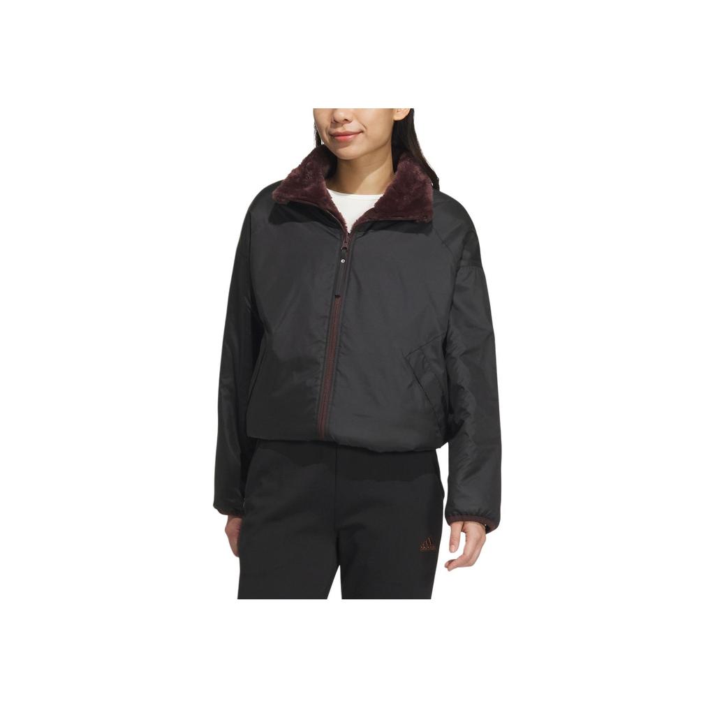 Adidas Jachetă Modernă Reversibilă de Blană Sport Casual cu Mânecă Lungă Jachetă Femei Gri Închis Maro JX6837