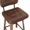 Bar Stool Curve – Swivel PU Upholstered Stool with Curved Wood Sickle Backrest & Metal Frame, 360 Degrees Swivel, Set of 2