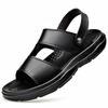 Plus Size Men's 2025 Closed-Toe Leather Sandals: Casual Beach & Driving Wear-Resistant Slippers