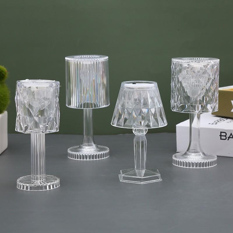 Mini Crystal Table Lamp Color Changing Battery Bedsides Lamp Night Light For Table Dinner Bar Bedroom Party Christmas LED Night