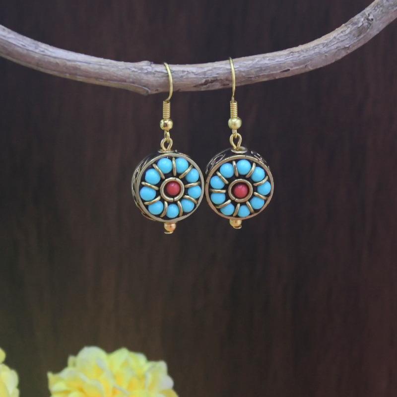 Tibetan Ethnic Style Elegant Long Dangle Earrings for Women