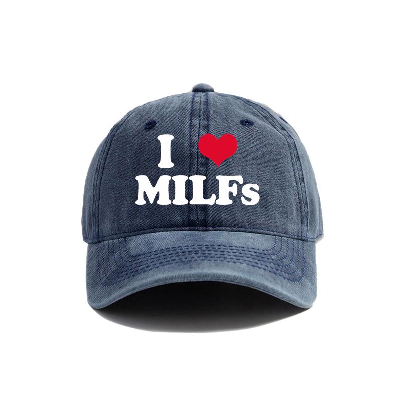 I Love MILFS Baseball Cap Summer Distressed Dad Hats Men Outdoor Adjustable Cotton Caps MZ476