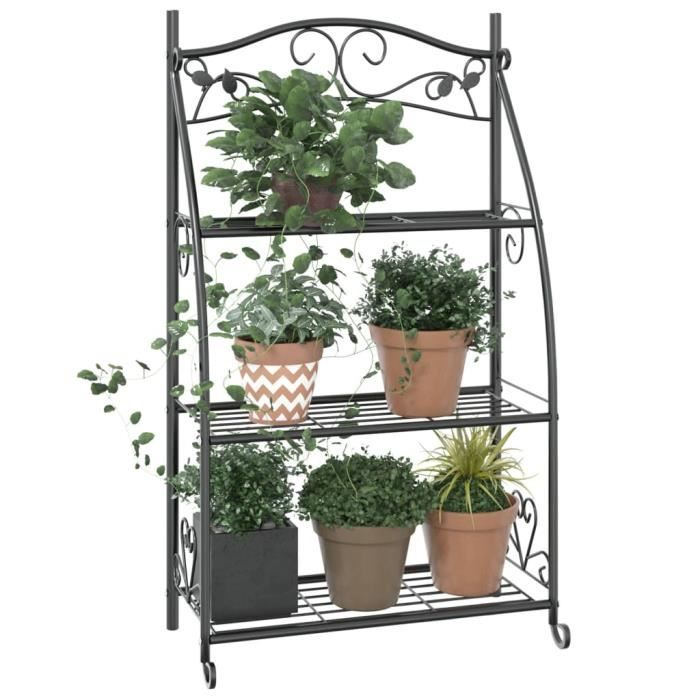 VidaXL Étagère à fleurs Noir 56x30x96 cm Acier 319353
