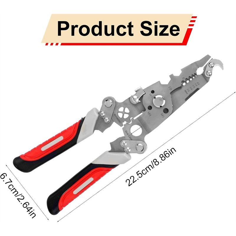 A84X-Wire Stripper 18 In 1 Foldable, Multifunctional Wire Stripping Pliers Crimper& Cutter Tool For Electricians Home Repair
