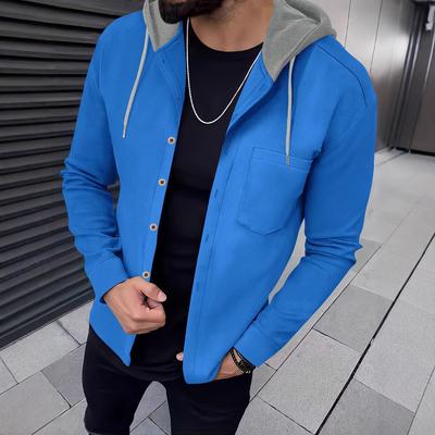 Autumn Men's Waffle Single-breasted Hooded Casual Cardigan Jacket