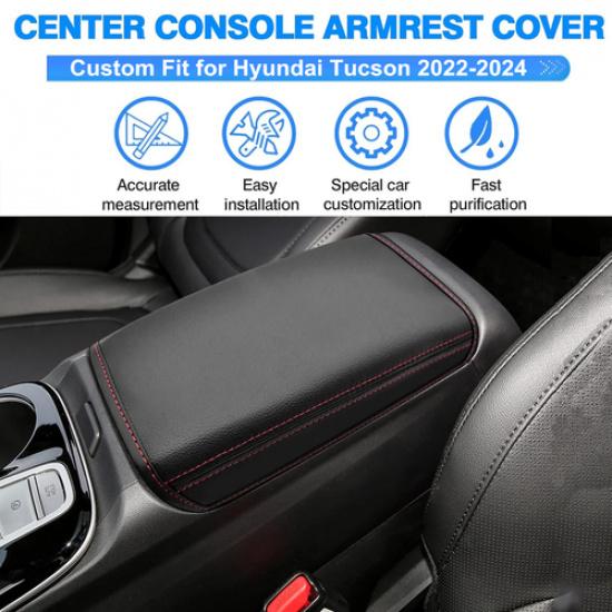 Red Stitches For -24 Hyundai Tucson Center Console Armrest Cover Accessories
