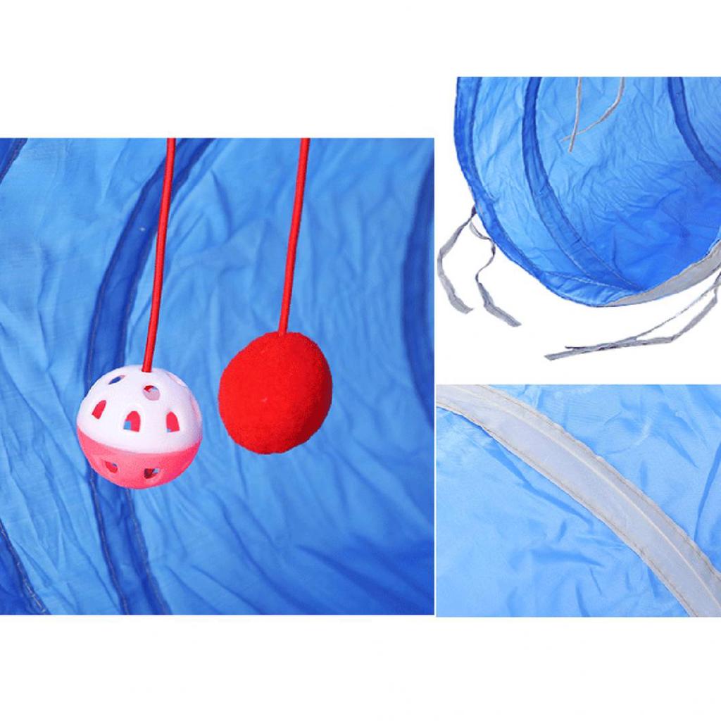 Pet Cat Kitten Tunnel Tube Toy Hide Playing Foldable House Hanging Ball Bell